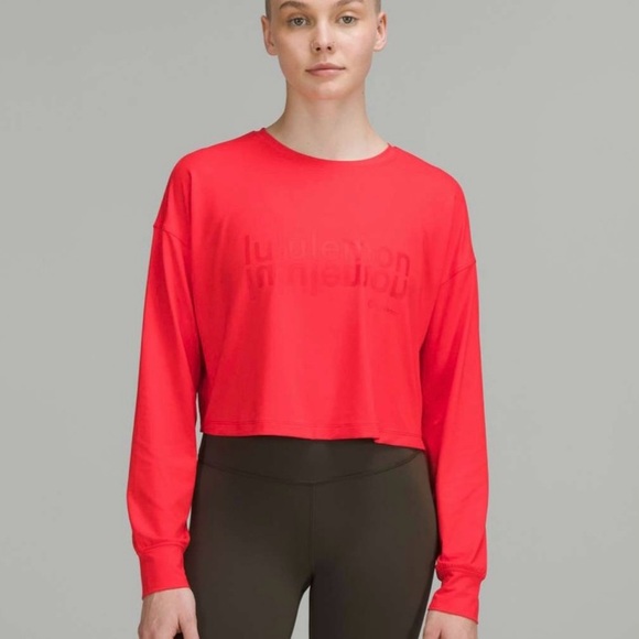 Lululemon Muscle Love Long-Sleeve Shirt Motif in Love Red Size 8* - Picture 1 of 11